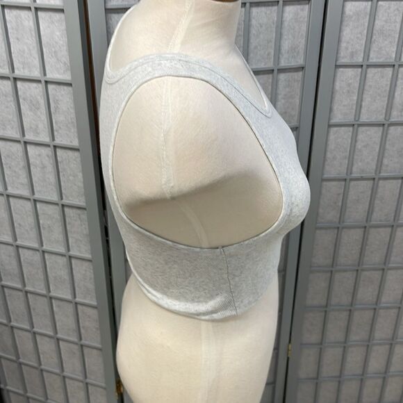 Harlow Women's, Grey, Size Small Sleeveless Crop Top Shirt Ribbed Scoop Neck - Picture 3 of 7